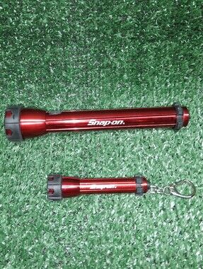 Snap-On Red Anodized Aluminum Flashlights with Rubber Grips